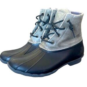 Women’s Sperry Saltwater Waterproof All Season Duck Boots - GRAY and BLUE